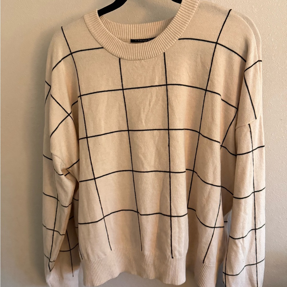 Women’s Cream Grid Sweater